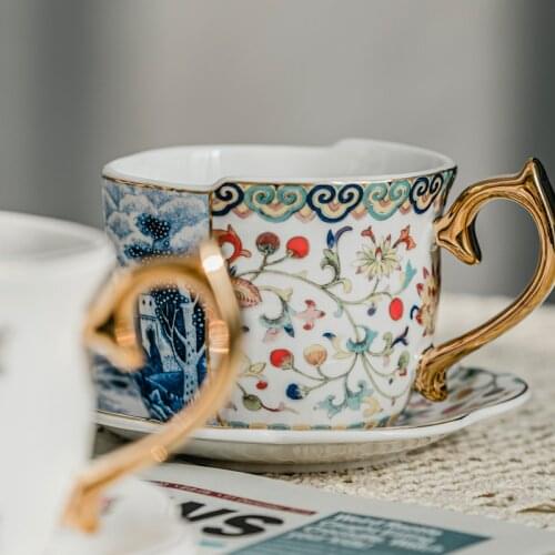 Modern Porcelain Cup Saucer Simplicity Creative Handmade Coffee Tea Cups Reuseable Ceramic Bardak Drinking Accessories EK50BD