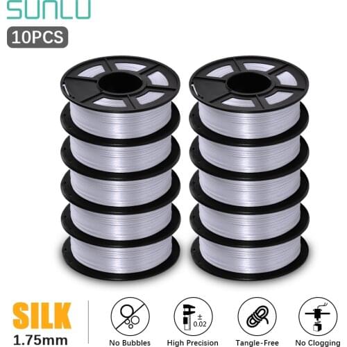 SUNLU 10 Rolls Silk 3D Filament 1.75mm 1kg For 3D Printer Silk PLA 3d Filament Silk Texture 3D Printing Materials