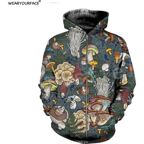 Mushrooms Camo Latest Plants 3D All Over Print Crewneck Zipper Hoodies Sweatshirts Vocation Sports Streetwear Unisex Clothing