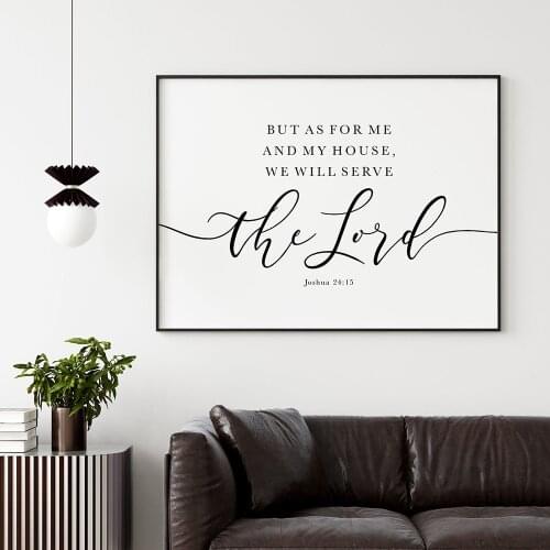The Lord Joshua 2415 Bible Verse Wall Art Farmhouse Christian Decor Scripture Quote Canvas Painting Posters on the Wall