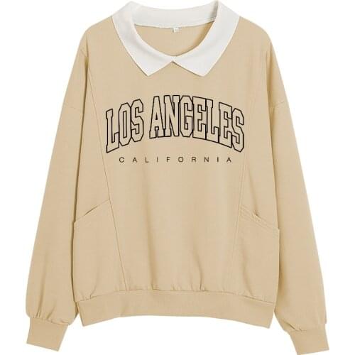 Los Angeles California Hoodie Cotton Oversized Letter Print Harajuku Sweatshirts for Petite Women Aesthetic Jogging Girls Tops