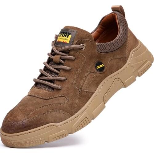 Mens genuine Leather Shoes Comfortable Men Hiking Shoes outdoor British Fashion Men High Top Sneakers Moccasins Men