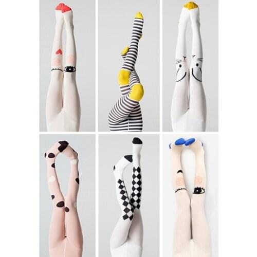 Spring Children Tights Cartoon Cat Baby Girl Pantyhose Cotton Knitted Cotton Cute Kids Stocking Baby Pantyhose Tights