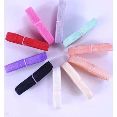20 yards in total(2yards per color,total 10 colors) 3/8"solid FOE elastic hair accessories ribbon elastic ponytail holders