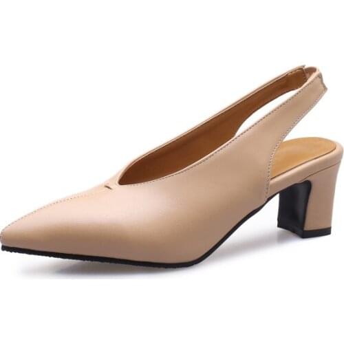 Big Size ladies high heels women shoes woman pumps Womens shoes with pointed buckles and thick heels