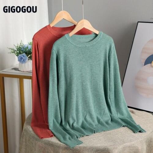 GIGOGOU Oversized Wool Womens Sweater O Neck Long Sleeve Knitted Pullovers Top Autumn Winter Cashmere Sweaters Sueters De Mujer