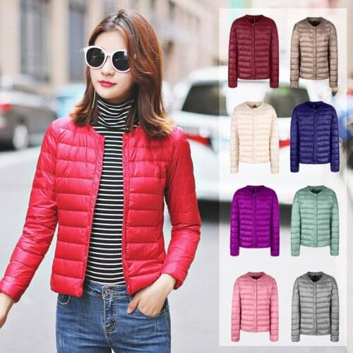 2021 Autumn Winter Women Ultra Light Down Coat Thin White Duck Down Parka Plus Size Windbreaker Lady Short Top Portable Outwear
