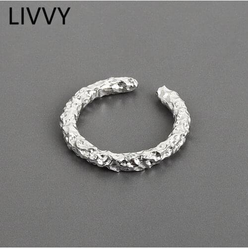 LIVVY Silver Color Opening Ring Classic Simple Geometric Arc Handmade Jewelry Gifts for Women Adjustable 2021 Trend