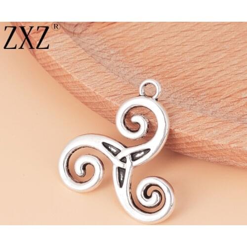 ZXZ 10pcs Celtics Knot Triskele Triskelion Triple Spiral Charms Pendants for Jewelry Making 28x28mm