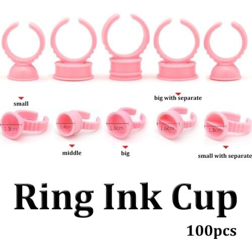 100pcs Microblading Tattoo Pink Ring Tattoo Ink Cup for Tattoo Needle Supplies Permanent Makeup Tattoo Accessorie Free Shipping