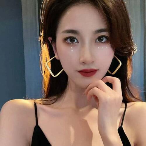 2021New Trend Zinc Alloy Metal Square Drop Earrings For Women Korean Fashion Ladys Charm Wedding Earrings Party Classic Jewelry