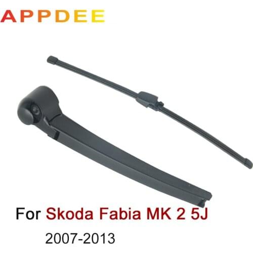 APPDEE Wiper 13" Rear Wiper Blade & Arm Set Kit For Skoda Fabia MK 2 5J 2007-2013 Hatchback Windshield Windscreen Rear Window