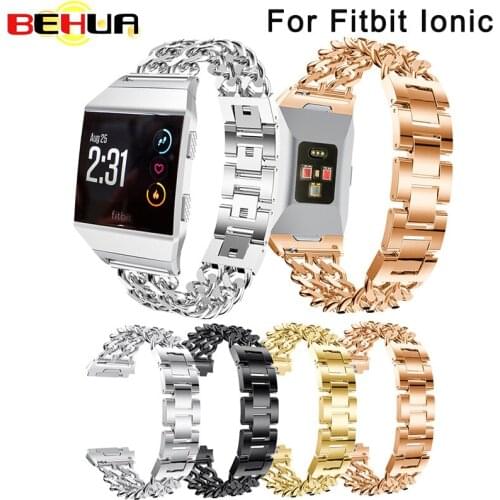 BEHUA For Fitbit Ionic Band Stainless Steel Strap Smartwatch Metal Replacement Wrist Strap for Fitbit Ionic Smart Watch Band