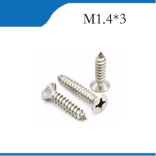 Free shipping 200pcs M1.2 M1.4 M1.7 304 Stainless Steel Countersunk Cross Head Self Tapping Screwsstainless bolts,nails,riveter