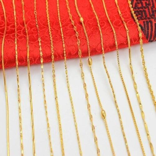 30 Imitation gold geometric three-dimensional 3D chain necklace ladies clavicle water wave chain box chain snake bone jewelry