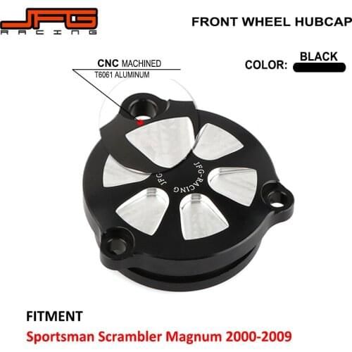 Motorcycle CNC Black Front Wheel Hub Cap Hubcap Cover For Polaris Sportsman Scrambler Magnum 02 03 04 05 06 07 08 09 2002-2009