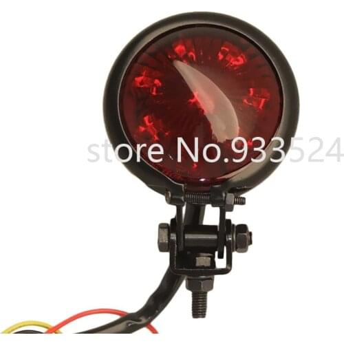 Black LED Bates Style Taillight Brake Light For Harley Bobbey Chopper Touring Custom Motorcycle