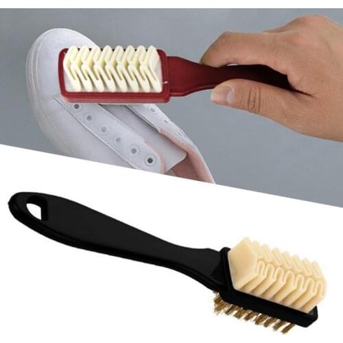 Cleaning Brush Dual-Sided Design Ergonomic Handle Plastic Suede 3 in 1 Shoe Brush Cleaner Household Supplies