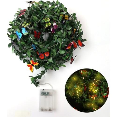 6/3/2M Rattan Butterfly Decorative Light String Battery Operated Holiday Party Home Garden Decoration 10/20/40LEDS