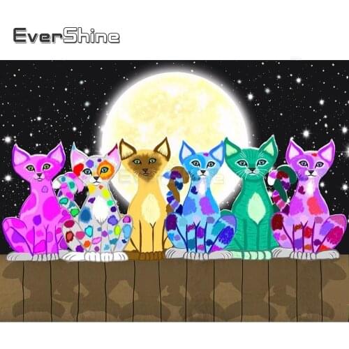 EverShine Diamond Embroidery Sale Cat Picture Of Rhinestones Diamond Painting Cross Stitch Diamond Mosaic Cartoon Children Gift