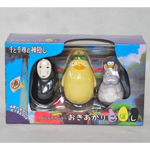 3pcs/set Anime Spirited Away No Face Kaonashi Spirit Man Tumbler Ver PVC Action Figures Collectible Model Decoration Doll 7cm