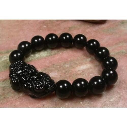 Hot selling>@@ Wholesale price shipping ^^^^ CHINESE Black new Bead Dragon Pi Xiu Coin Bangle Feng Shui Bracelet -Bride new