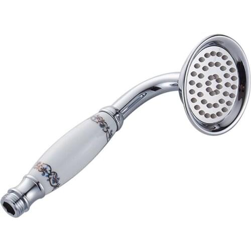 Chrome Brass Round Bathroom Hand Shower Holder Handheld Shower Head Spray Flower Ceramic Style