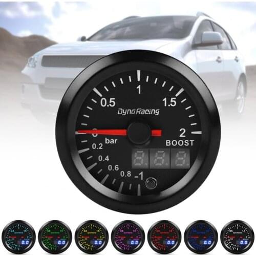 Turbo Boost Gauge Dual Display 2 Bar with Boost Sensor 52mm 2 inch Turbo Pressure Meter for Car Oil Pressure Gauges