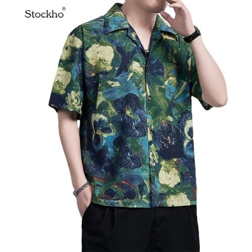 Mens Shirt 2021 Summer Short-Sleeved Fashion Printed T-Shirt Lapel Short-Sleeved Casual All-Match Single-Breasted Top 18-35Y
