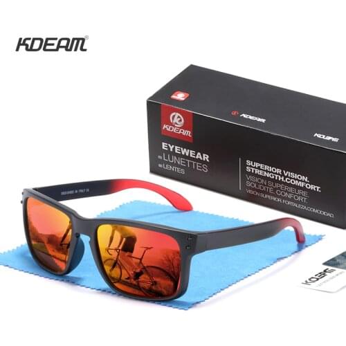 Square Sport Sunglasses Men Polarized Cool Mirror Lens Fashion UV400 Driving Shades Kdeam Light Weight Lentes With Free Box