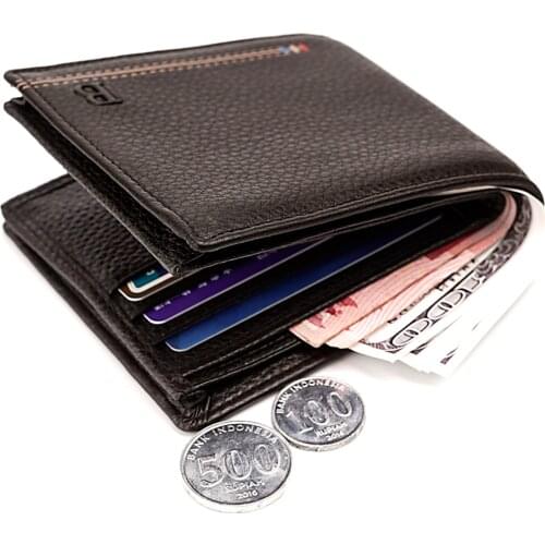Mens Wallet Genuine Leather Wallets Male Short Business Wallet Casual Coin Purse Money Clip Photo Holder Cards Holders