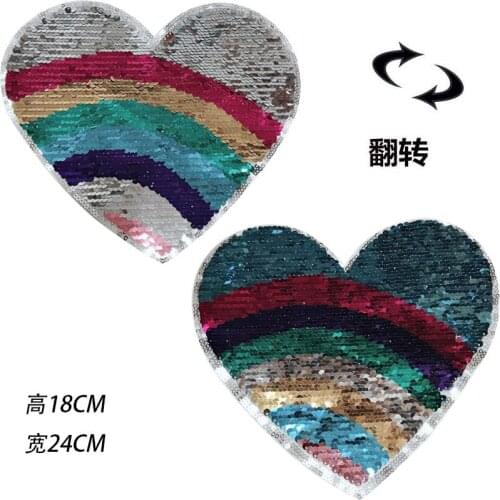 Heart Reversible Change color Sequins Sew On Patches for clothes DIY Patch Applique Bag Clothing Coat Jeans Craft DIY