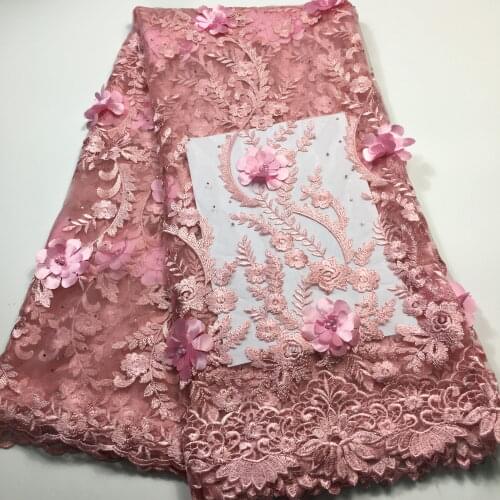 Latest French 3D Lace Fabric Tulle Net Fabric 2021 High Quality African Lace Embroidery African Laces With Stones Beads M19306