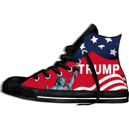 Statue of Liberty USA TRUMP 2020 Novelty Design Fashion Lightweight High Top Canvas Shoes Men Women Casual Breathable Sneakers