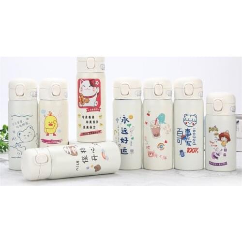 New Funny Couples Student Water Bottle Thermos Cup Vacuum 304 Stainless Steel Thermos With Handle Straw Lock Bounce Straw Cup