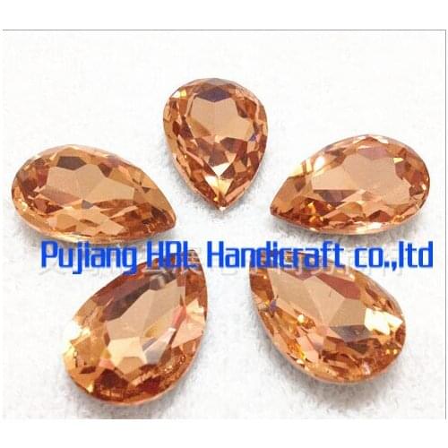 Charming 13x18mm 10x14mm .. Champagne Waterdrop Crystal Pear Glass Fancy Beads , Wedding Casual Dress Accessary