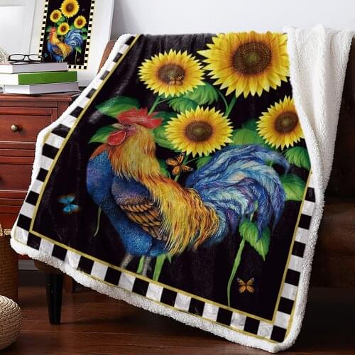 Sunflower Butterfly Rooster Throw Blanket Soft Fleece Blankets Winter Blanket Portable Picnic Blankets Bedclothes