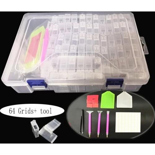 PDMDOG 5d Diamond Painting Storage Box Tool Diamond Embroidery Accessories Pen Mosaic Plastic Box (64bottle)