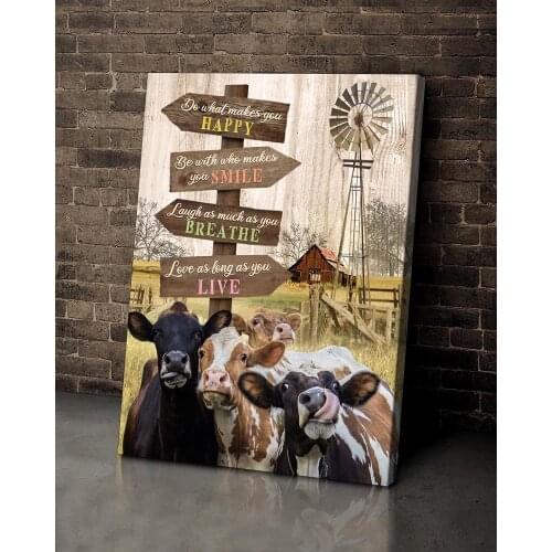 Word Posters Farm Cattle Cow Workart Canvas Wall Art Rustic Farmhouse Rules Painting Printing Inspiration Letter For Living Room