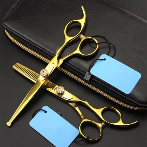 Professional Japan 440c Safe Round head 6 inch hair scissors cutting barber hair scissor thinning shears hairdressing scissors