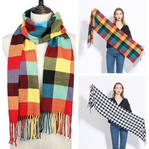 2020 Hot sale plaid cashmere women scarf winter warm shawls and wraps scarves pashmina soft long tassel female foulard bufandas