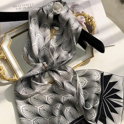 2021 spring Korean version of all-match women scarf silk hand-feel double-sided printing scarf thin section scarf 15x150cm