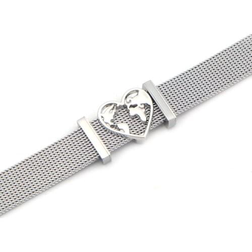 Somsoar Jewelry Stainless Steel Slide Charms Mesh Bracelet Set with Stainless steel preventer stops as Best Gift