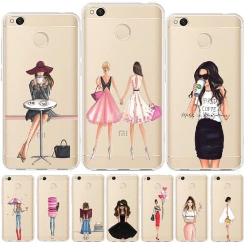 Classy Paris Girl Silicon Cover For Xiaomi Redmi 4X 5 Plus 6 Pro Note 4 4X 5 Pro Legs Soft TPU Case For Xiaomi Mi A1 A2 Mi 8