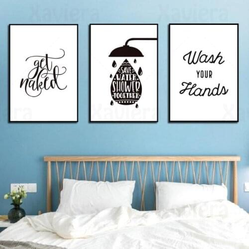 Modern Bath and Washing Quotations Canvas Paintings Nordic Minimalist Black and White Poster Home Decor Toilet Bathroom Pictures