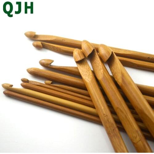 12 Sizes Bamboo Knitting Needles Handle Crochet Hook Knit Weave Yarn Crafts Home DIY Manual Knitting Tools RX024