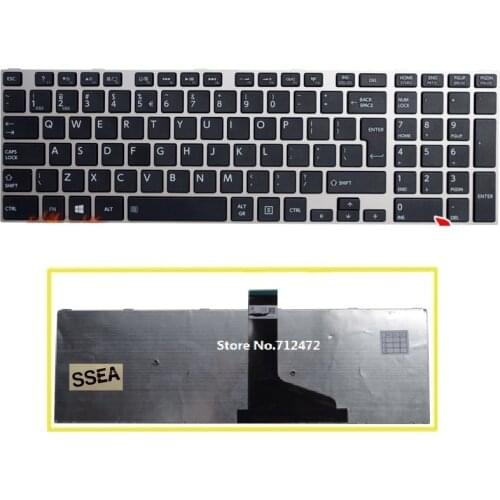 SSEA New UI Keyboard English for Toshiba Satellite L50 L50-A L50D-A L50t L70 L70D L70-A L70t L75 L75D L75-A L75t silver frame