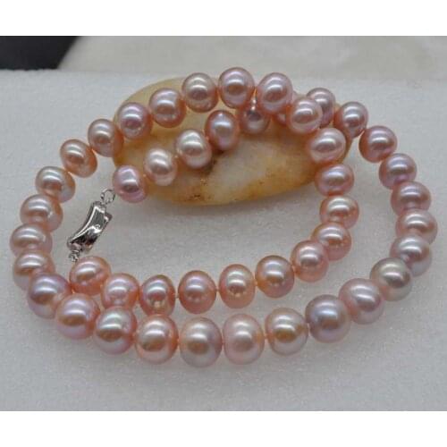 GORGEOUS! Natural Rare lavender 9-10mm freshwater Pearl Necklace 18"