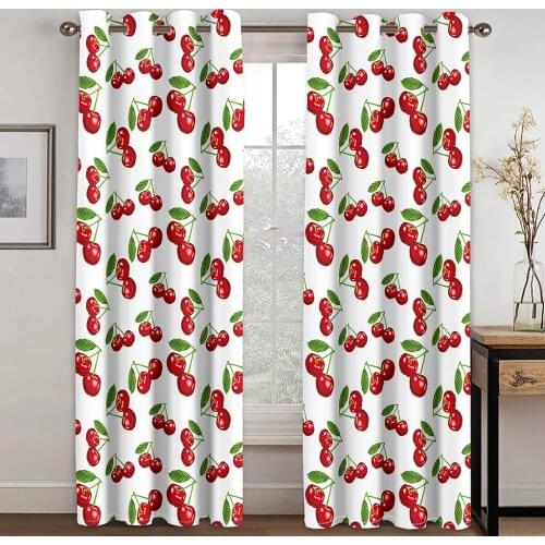 Living Room Shading 90% Decorative Curtain Cherry Pattern Home Textile Decoration Bedroom Perforated Curtains
