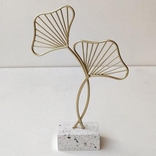 Iron Ginkgo Leaves Wall Hanging Ornament Home Decor Fan Shaped Golden Black Metal Ornaments